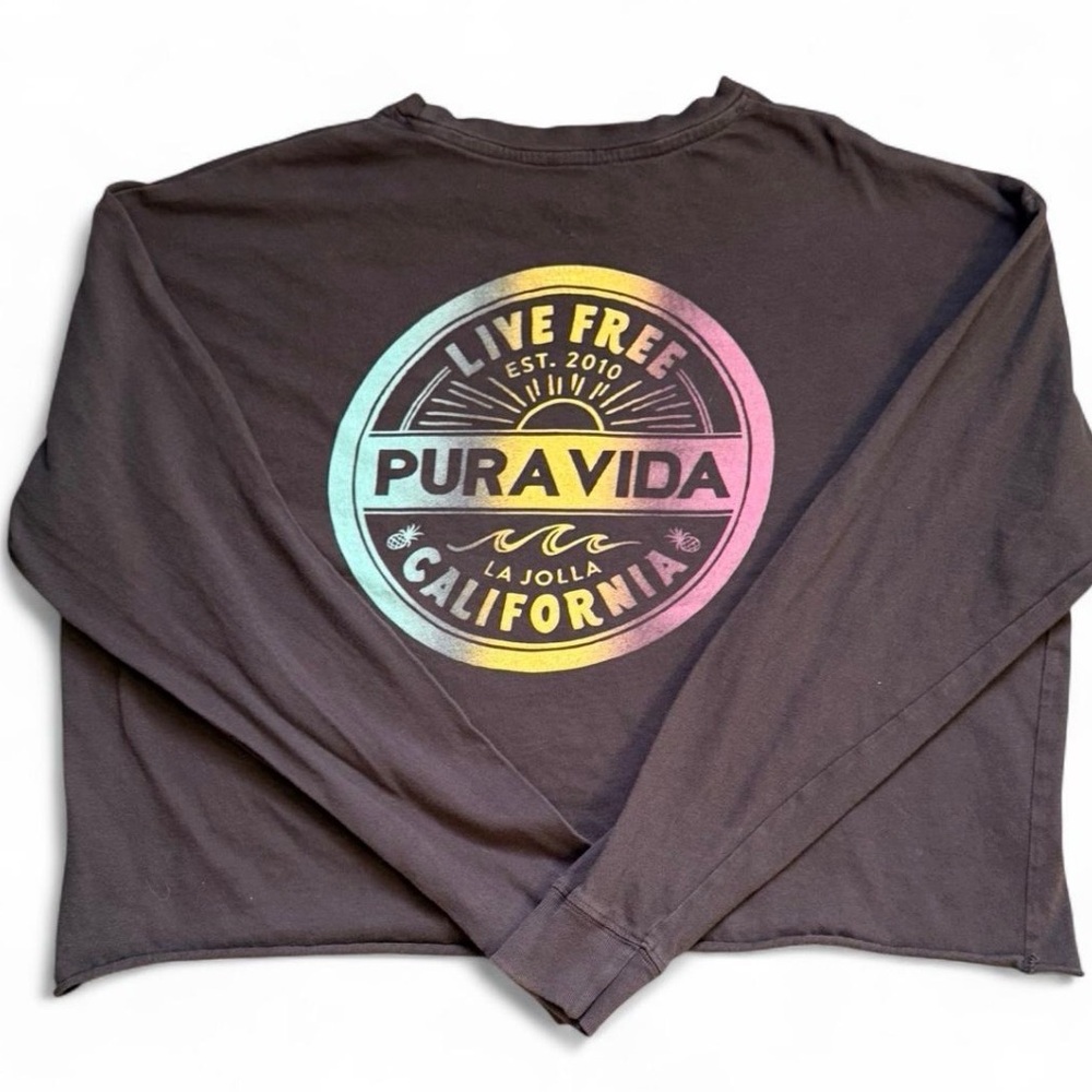 Pura Vida Long Sleeve cropped shirt with Logo small